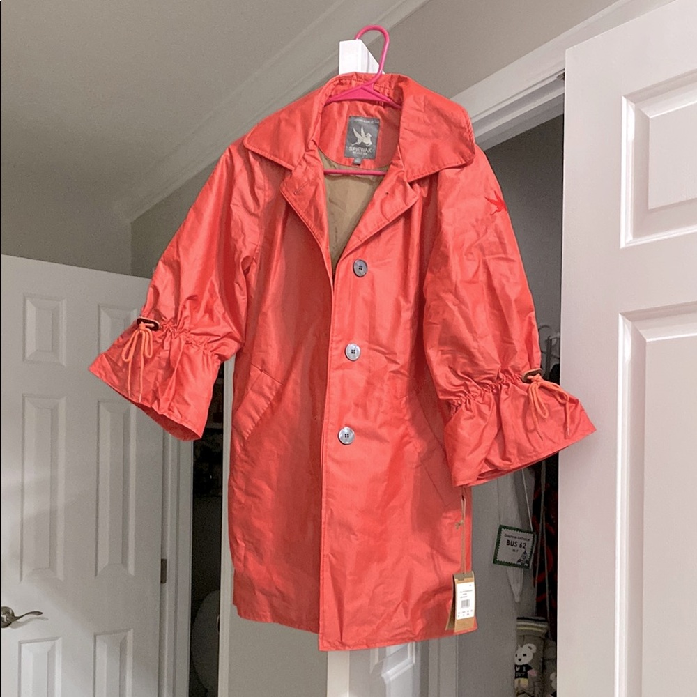 Women's Coral Jacket with Ruffled Sleeves